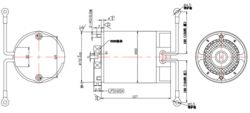 液壓車電機(永磁)外形尺寸圖